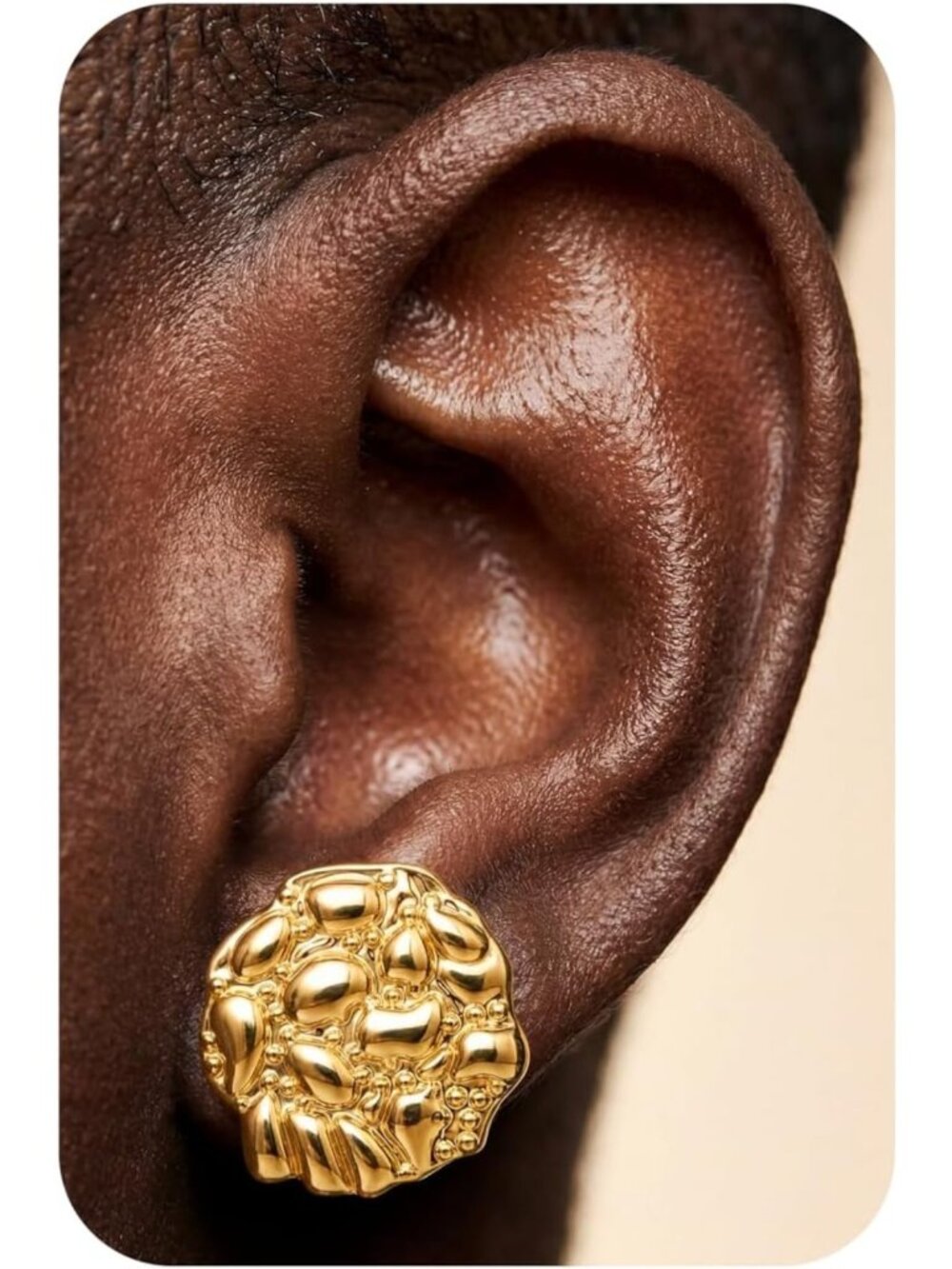 14K Gold Plated Nugget Earrings for Men | Sterling Silver Post | Stylish Jewelry